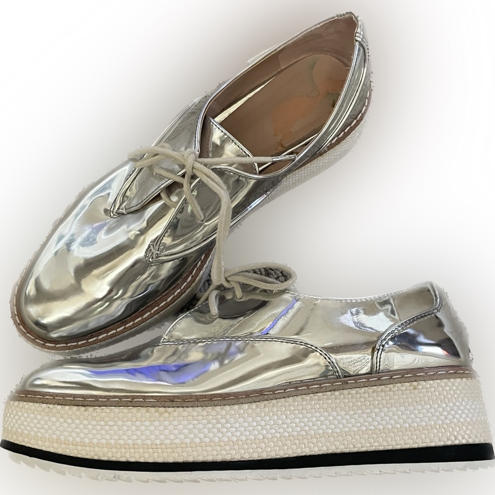 Zara Silver Platform Loafer Shoe SZ38